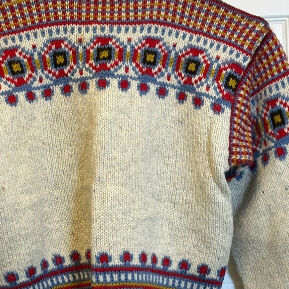 Vintage 80's Brodrene Hallen Oslo Norway Blue Wool Sweater Women's S - Picture 5 of 16